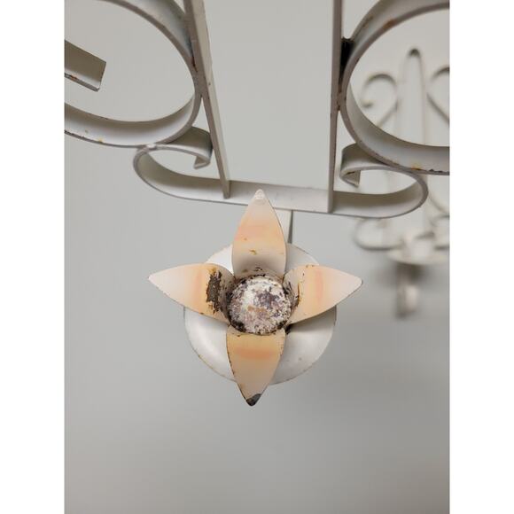 2 Vintage Wall Sconces Candle Holders, White Metal - Picture 5 of 5